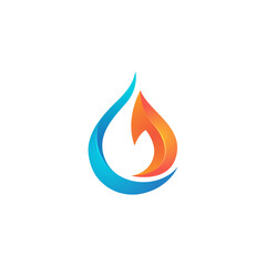 fire and drop logo design on white background, flame drop vector logo design.