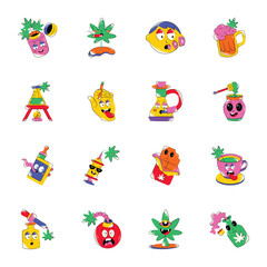 Pack of 16 Flat Weed Stickers

