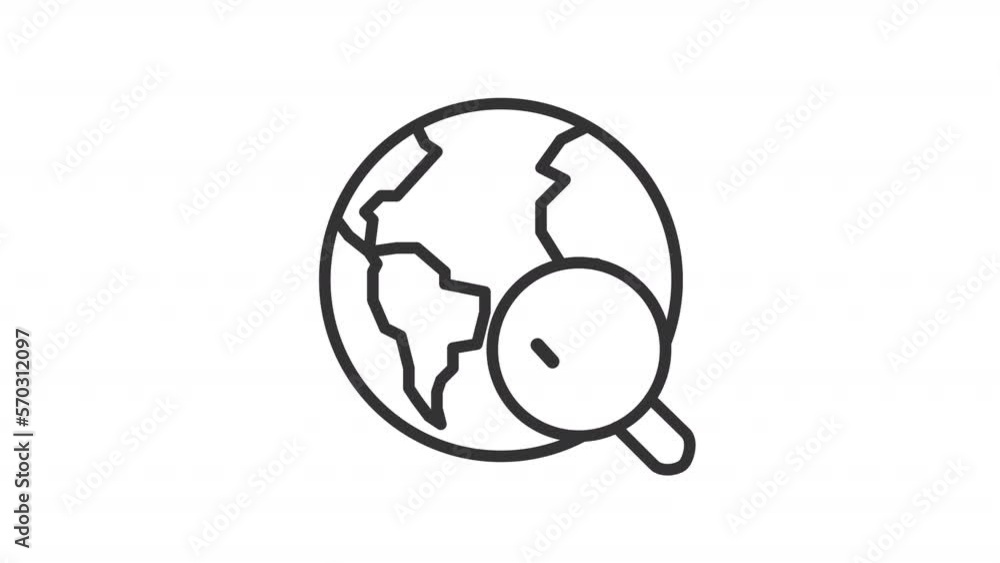 Poster animated find online linear icon. seeking on internet. search information. cyberspace. seamless loop