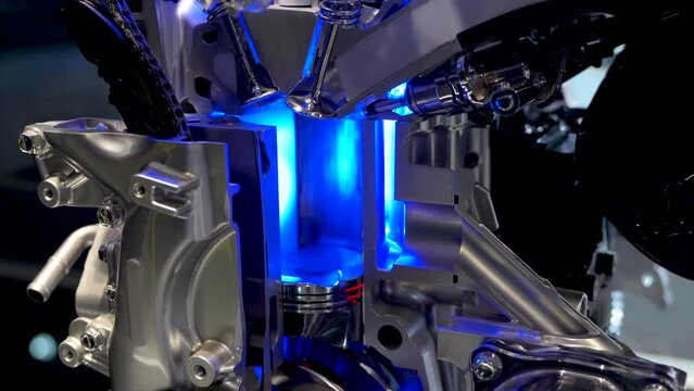 Modern powerful car engine section