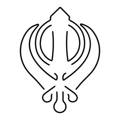 Sikhism symbol icon isolated on white background, vector illustration.