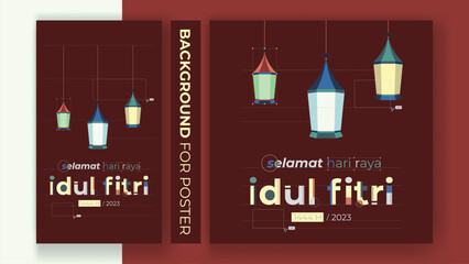 selamat hari raya idul fitri meaning happy eid al fitr typography poster and banner vector illustration good for social media feed, web background
