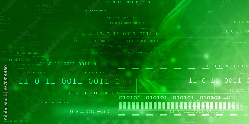 Poster 2d illustration abstract digital binary data on computer screen