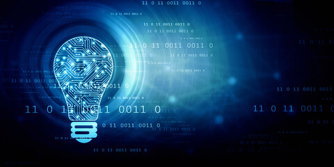 

2d illustration bulb future technology, innovation background, creative idea concept 
