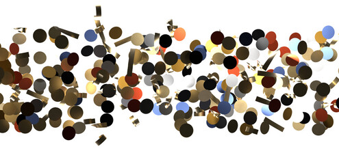 Multicolored paper confetti on transparent background. Realistic confetti flying. Colorful scattered items to holiday decorations.