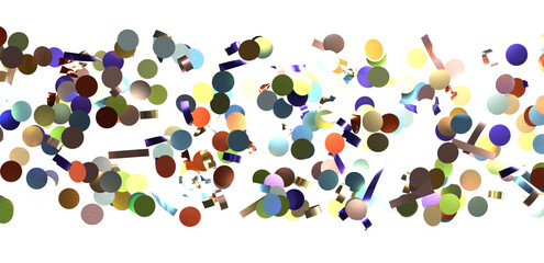 Multicolored paper confetti on transparent background. Realistic confetti flying. Colorful scattered items to holiday decorations.