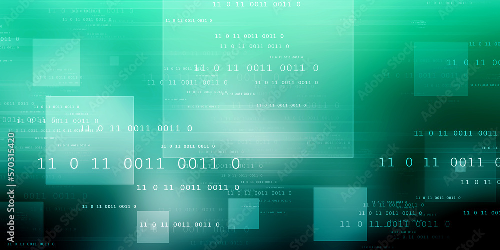 Poster 2d illustration abstract digital binary data on computer screen