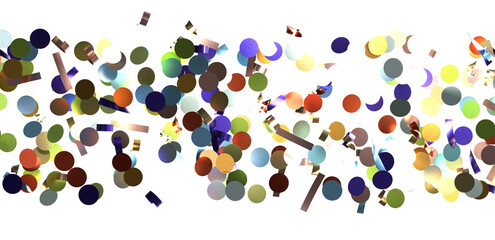 Multicolored paper confetti on transparent background. Realistic confetti flying. Colorful scattered items to holiday decorations.
