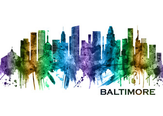 Baltimore Maryland Skyline - obrazy, fototapety, plakaty
