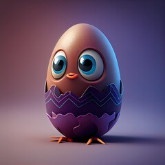 Obraz premium Cute easter egg & chicks, Generative AI