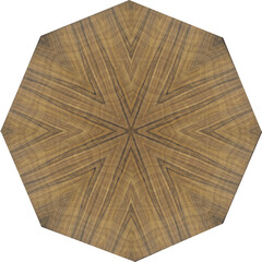 octagonal decorative object, brown wooden board with centered grain pattern