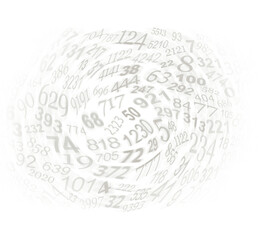 Cirle of swirling blurred random numbers ideal for a Numerology theme transparent png file
