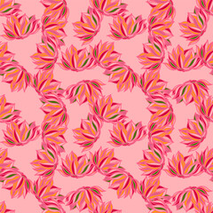 Stylish lotus flowers seamless pattern. Seamless decorative floral ornament. Doodle style.