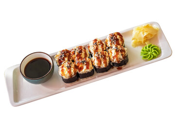 Sushi, rolls on a white isolated background