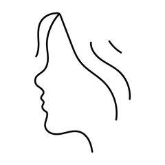 silhouette girl face icon on white background, vector illustration.