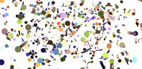 Multicolored paper confetti on transparent background.