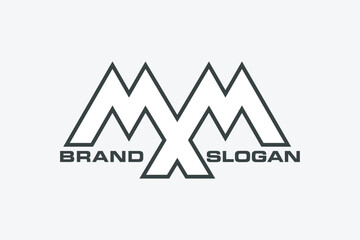 mxm alphabet letter logo brand template logotype - below cross under cut