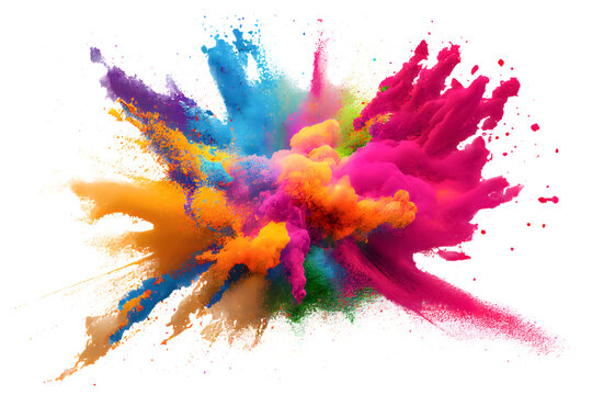 Colorful rainbow holi paint splash, color powder explosion, AI generated image