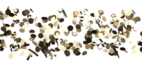 Gold confetti background, isolated on transparent background