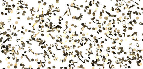 Golden serpentine confetti on transparent background. luxury isolated