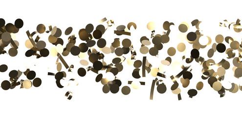Gold confetti background, isolated on transparent background