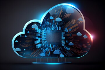 2d rendering Cloud computing, Cloud Computing Concept, Cloud computing technology internet concept background. Generative AI
