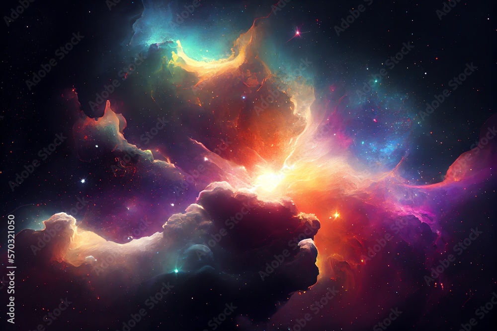 Wall mural abstract outer space endless nebula galaxy background. generative ai
