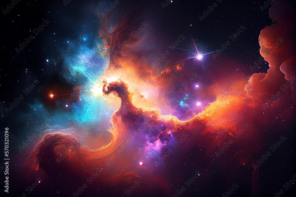 Wall mural abstract outer space endless nebula galaxy background. generative ai