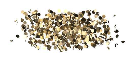 Gold confetti background, isolated on transparent background