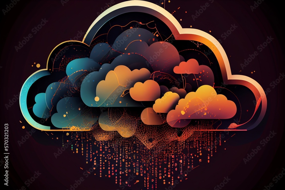 Poster abstract cloud technology internet data services concept innovation design background. generative ai
