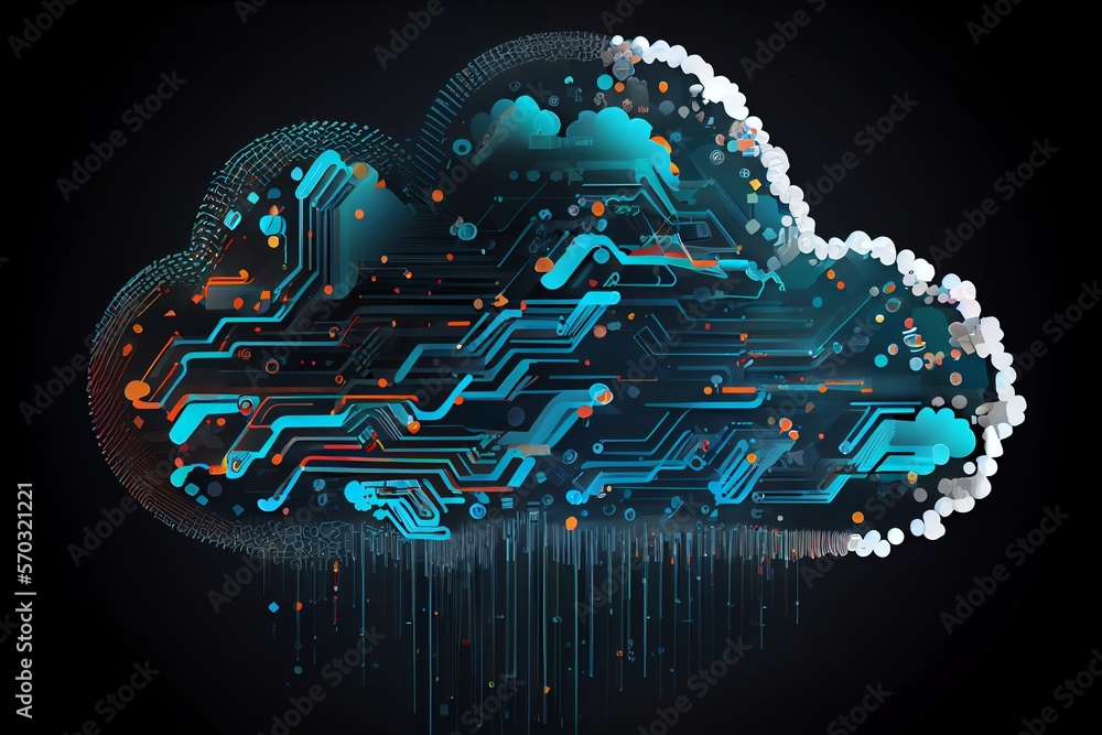 Poster abstract vector cloud technology internet data services concept innovation design background. genera