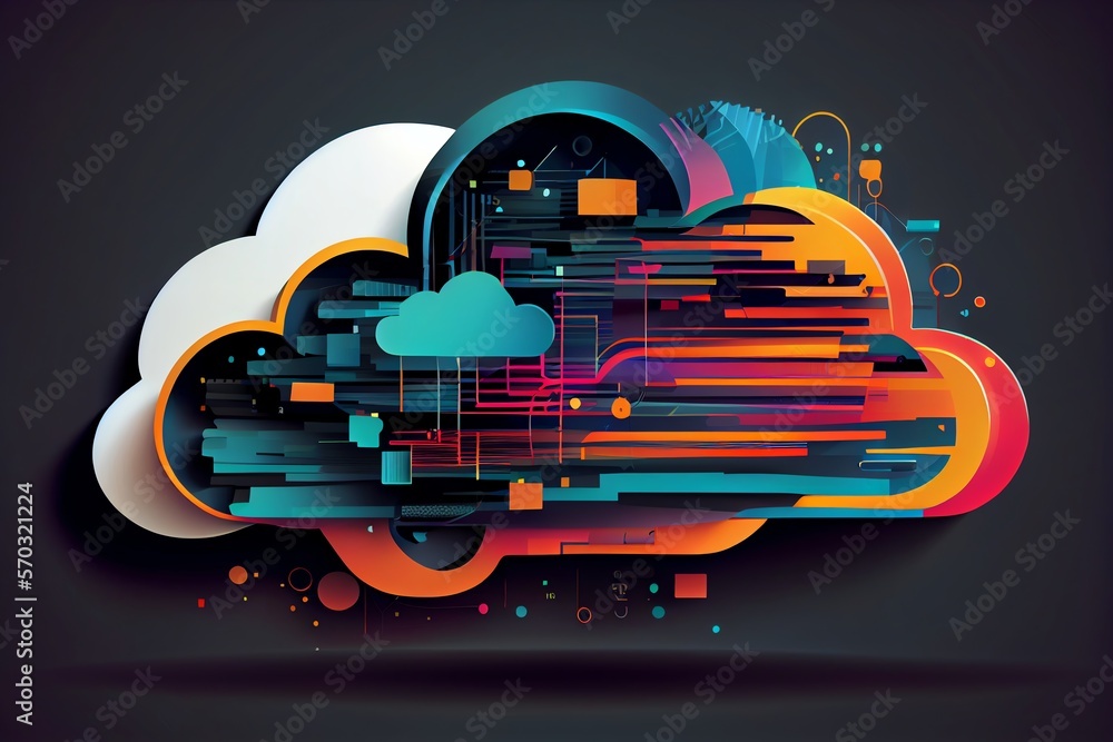 Poster abstract cloud technology internet data services concept innovation design background. generative ai