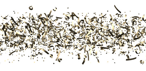 Golden serpentine confetti on transparent background. luxury isolated