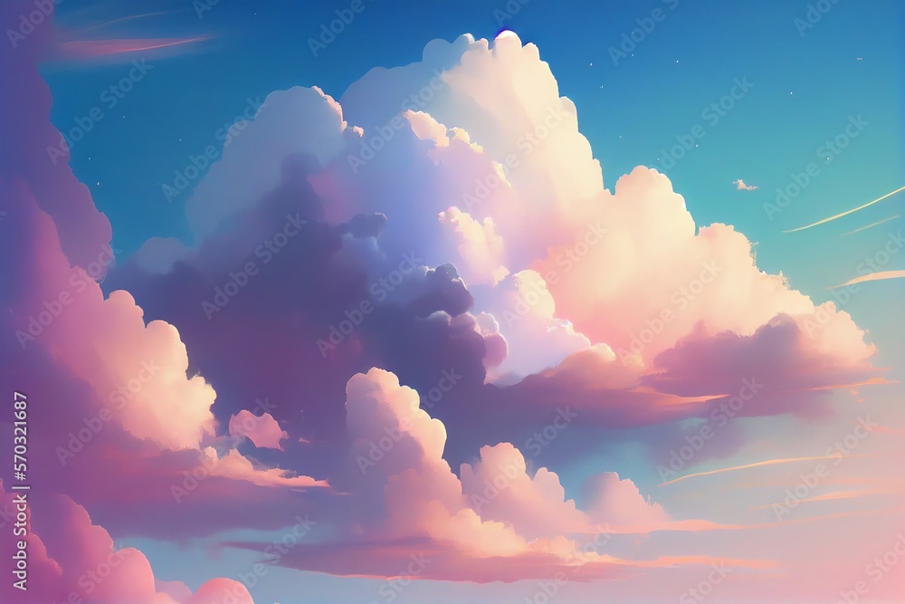Wall mural beautiful sky and clouds in soft pastel color. soft cloud in the sky background. generative ai