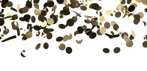 Gold confetti background, isolated on transparent background