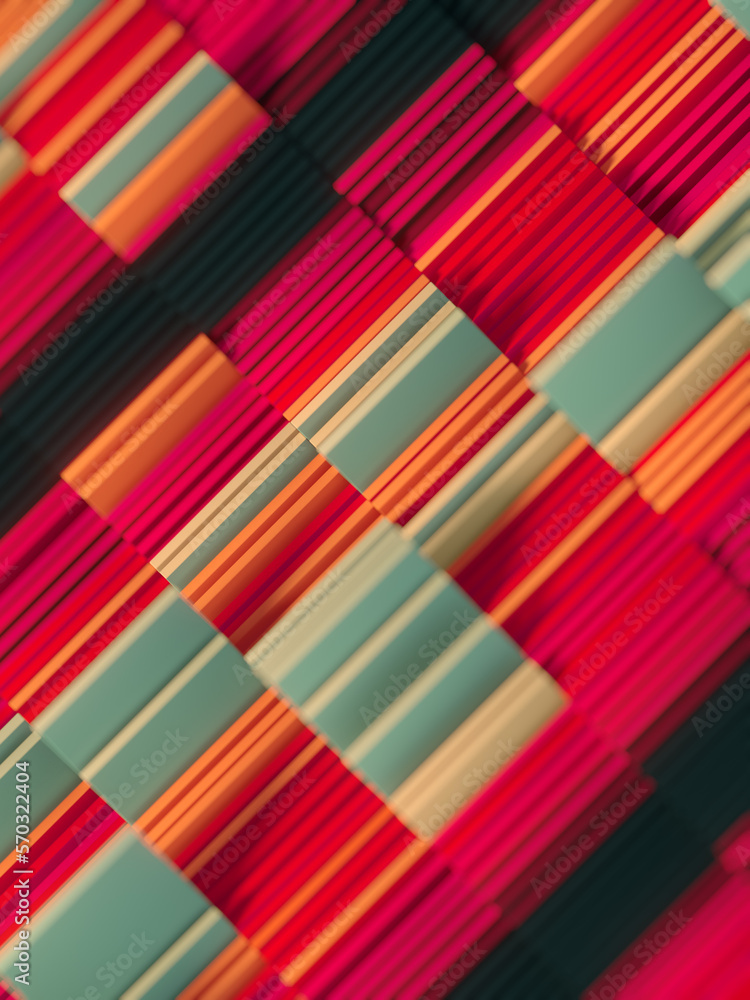 Fototapete rectangular blocks pushed up by waves. abstract geometric modern background. 3d rendering digital il