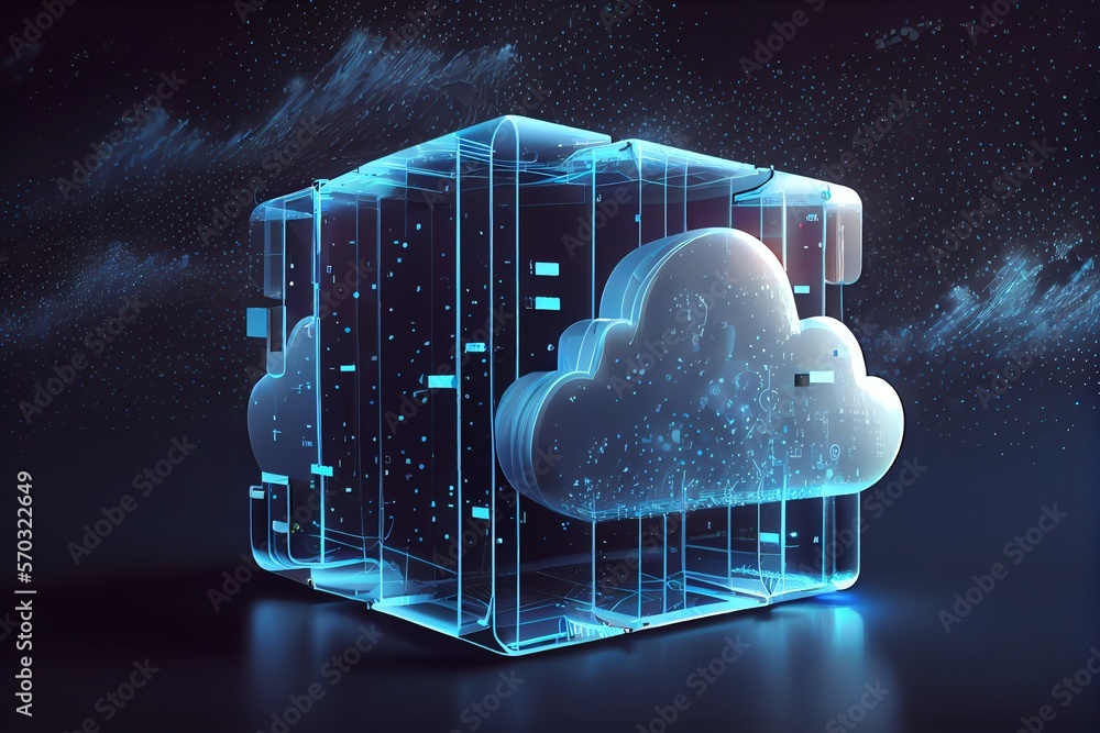 Aufkleber cloud computing for digital storage and transfer big data on internet.futuristic. generative ai