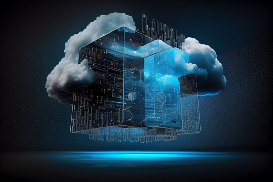 Cloud computing for digital storage and transfer big data on internet.futuristic. Generative AI