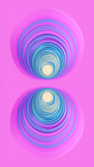 Abstract multicolored pattern of circles going deep with displacement effect. 3d rendering digital illustration