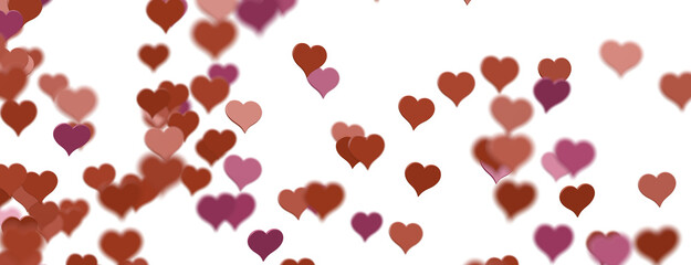 3D illustration of hearts falling