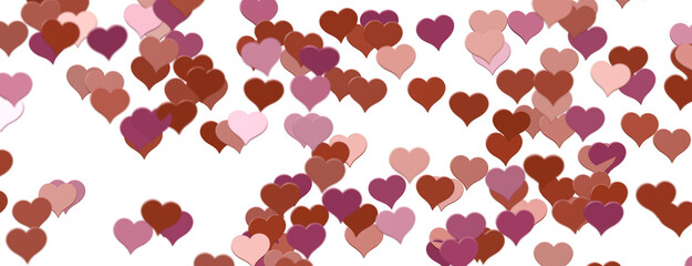 3D illustration of hearts falling