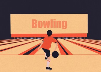Anonymous man playing bowling in sports club