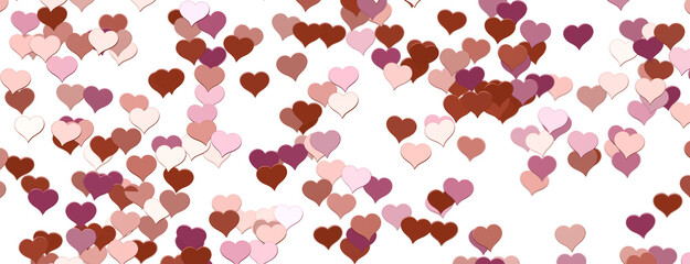 3D illustration of hearts falling