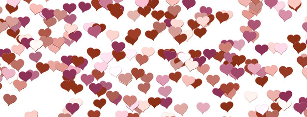 3D illustration of hearts falling