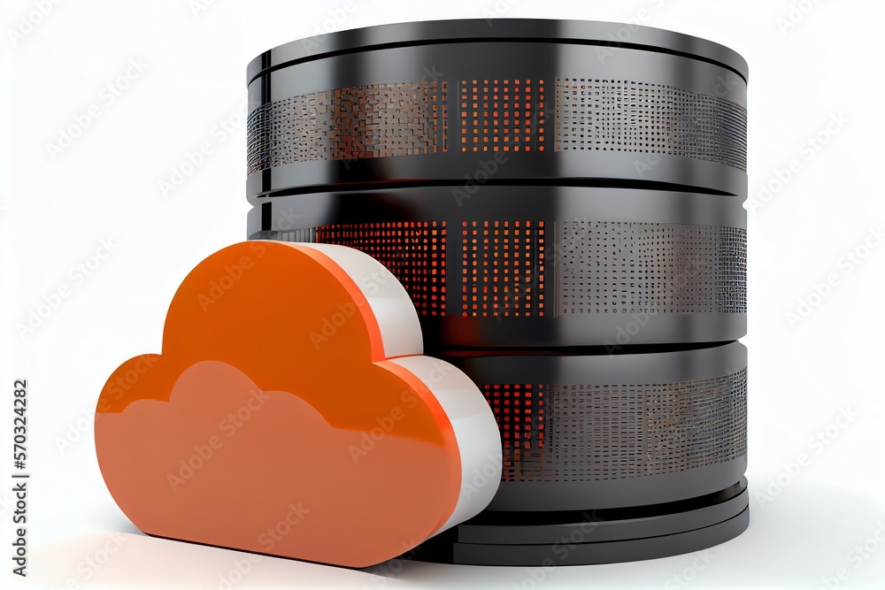 Aufkleber database symbol and storage cloud isolated on white background. 3d illustration. generative ai