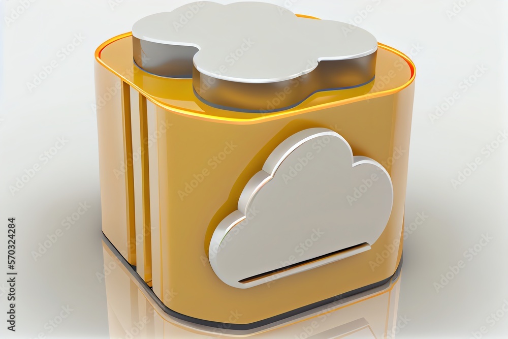 Poster database symbol and storage cloud isolated on white background. 3d illustration. generative ai