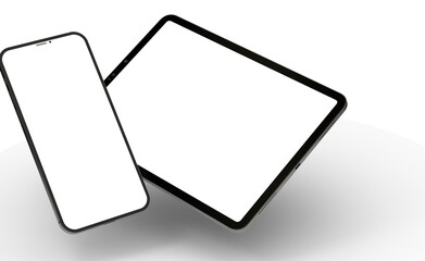 Naklejka na ściany i meble Modern black tablet computer isolated on white background. Tablet pc