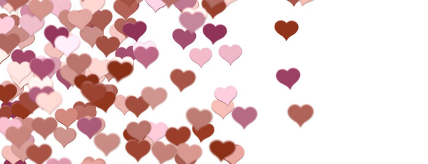 3D illustration of hearts falling
