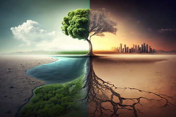 Climate change concept. World environmental problem
