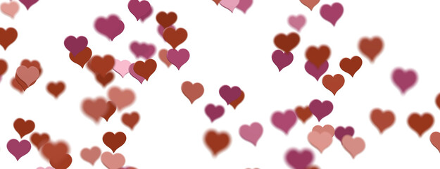 3D illustration of hearts falling